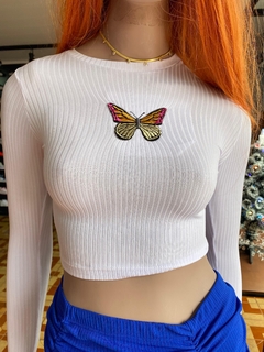 Cropped manga longa Borboleta Branca M2098 - comprar online