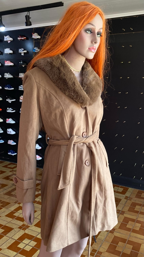 Parca feminina lã batida cor marrom F108 - comprar online