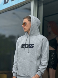 Blusa Moletom Boss Cinza e símbolo com brilho M3345
