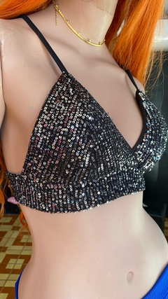 CROPPED preto com prata F101 - comprar online