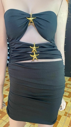 Vestido feminino preto com estrelas F43 - comprar online