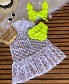 Conjunto Biquini Infantil 3 peças Verde com saída de Praia Preta M3587 - comprar online