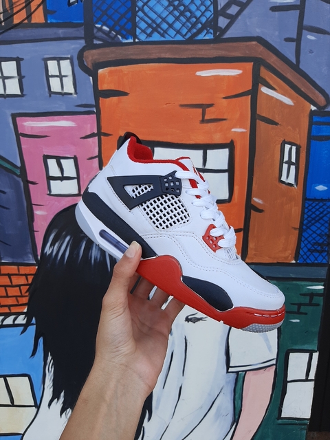Tênis Nike Jordan 4 Branco com Vermelho T504