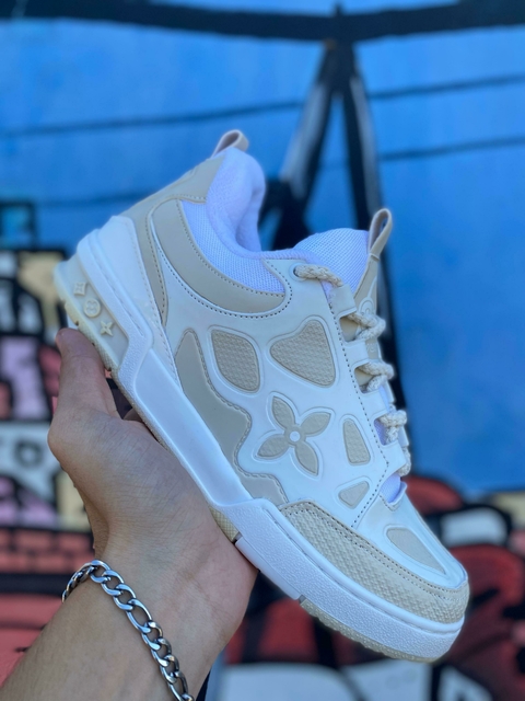 Tênis Louis Vuitton Branco com Bege Primeira Linha T707