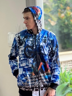 Blusa moletom Quebrada Grau Azul M275 - Quebrada Fashioon