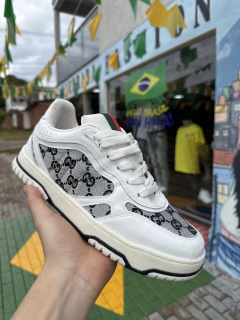 Tênis Gucci Premium Importado Branco com cinza T893