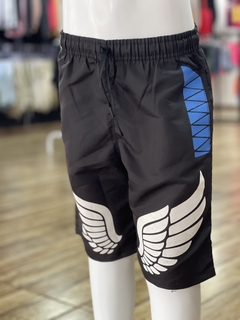 Shorts Infantil Tactel FREE FIRE Preto com Azul M3563