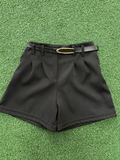 Shorts Alfaiataria Infantil Preto com cinto M3596