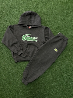 Conjunto Infantil Lacoste Moletom Cinza com Verde M3602