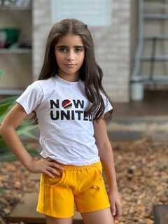 Conjunto Infantil Camiseta Branco com Shorts Amarelo M3593