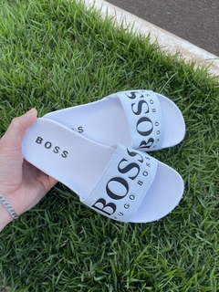 Chinelo Slide Hugo Boss Branco com Preto T649