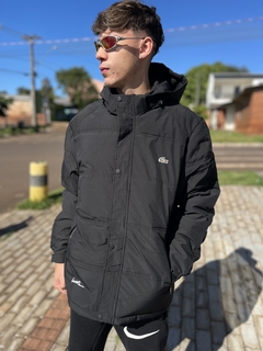 Bobojaco Lacoste Preto pelúcido, remove capuz, bolso interno e externo M250 - loja online