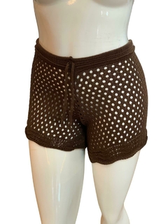 shorts em tricô café - comprar online