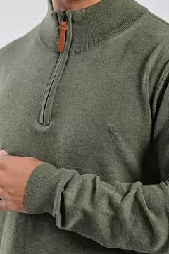 SWEATER MEDIO CIERRE VERDE MILITAR BRAVO - comprar online