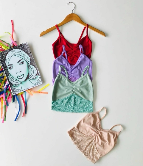 Top alcinha com detalhe em renda - comprar online