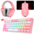 COMBO REDRAGON ROSA AURICULAR ZEUS ROSA H510P + MOUSE REDRAGON K1NG 1K ROSA M724P + MOUSE PAD REDRAGON P016 + TECLADO 60% REDRAGON FIZZ PRO ROSA K616