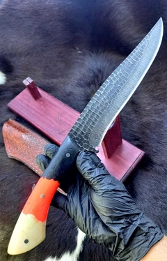 Faca Custom Tuiuiu em Aço Carbono Textura Xadrez Cabo em Micarta Lâmina 9,8" na internet