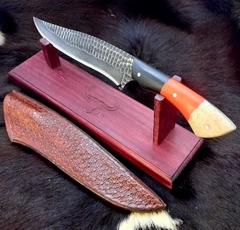 Faca Custom Tuiuiu em Aço Carbono Textura Xadrez Cabo em Micarta Lâmina 9,8" - Jóias do Sul