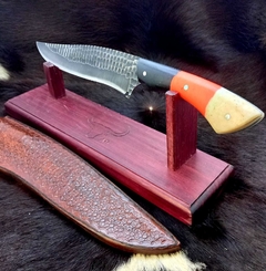 Faca Custom Tuiuiu em Aço Carbono Textura Xadrez Cabo em Micarta Lâmina 9,8"