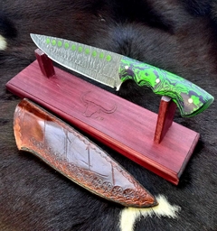 Faca Custom Vagalume em Aço Carbono Textura Tigre Cabo em Micarta Lâmina 7,8"