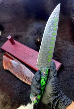 Faca Custom Vagalume em Aço Carbono Textura Tigre Cabo em Micarta Lâmina 7,8" na internet