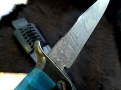 Faca Hunter em Aço Damasco Cabo em Curly Maple Estabilizado Importado do Canadá - loja online