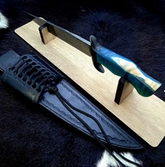 Imagem do Faca Hunter em Aço Damasco Cabo em Curly Maple Estabilizado Importado do Canadá