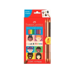 Lápices de colores FABER CASTELL 12 + 3 CARAS Y COLORES (002-0079) (112621) - comprar online