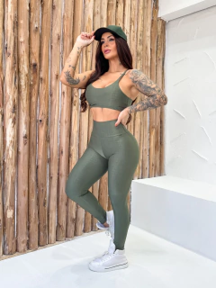 Conjunto Maromba Fitness Poliamida Canelado Top / Legging - loja online