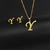 Imagem do Conjunto de brincos e colar letras, PRODUTO ORIGINAL aço inoxidável melhor qualidade. cores douradas, estilo dubai, para mulheres.