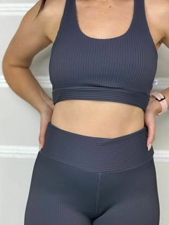 Conjunto Short Top Cruzado em Poliamida Canelado - Absoluta Moda Fitness