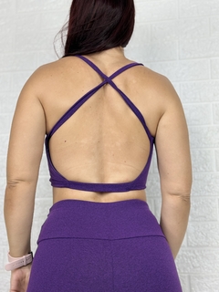 Conjunto de Calça em Poliamida Roxo Mescla Top Cruzado - loja online