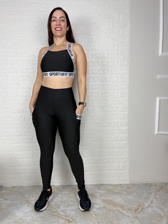 Conjunto Poliéster Com Elástico com Bolso e Top Cruzado