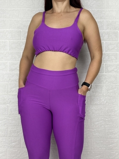 Conjunto Poiester Com Bolsos Laterais Top Alça - loja online