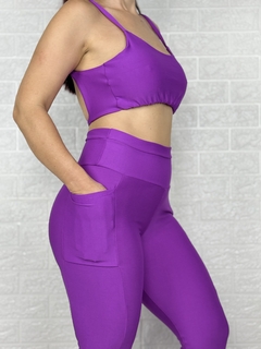 Conjunto Poiester Com Bolsos Laterais Top Alça - Absoluta Moda Fitness