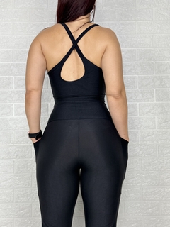 Conjunto de Calça em Poliamida Micro Canelado Top Cruzado - loja online