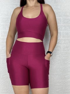 Conjunto Short com Bolso Micro Canelado Top Cruzado na internet