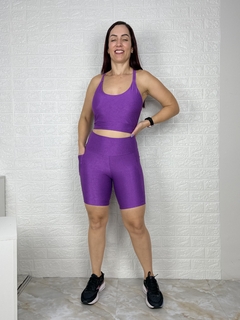 Conjunto de Short com Bolso em Poliamida Micro Canelado - comprar online