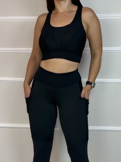Conjunto Poliamida com Bolso e Textura Top Nadador com Recortes na internet