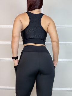 Imagem do Conjunto Poliamida com Bolso e Textura Top Nadador com Recortes