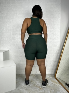 Conjunto de Short de Poliéster com Viés e Top de Alça - Absoluta Moda Fitness
