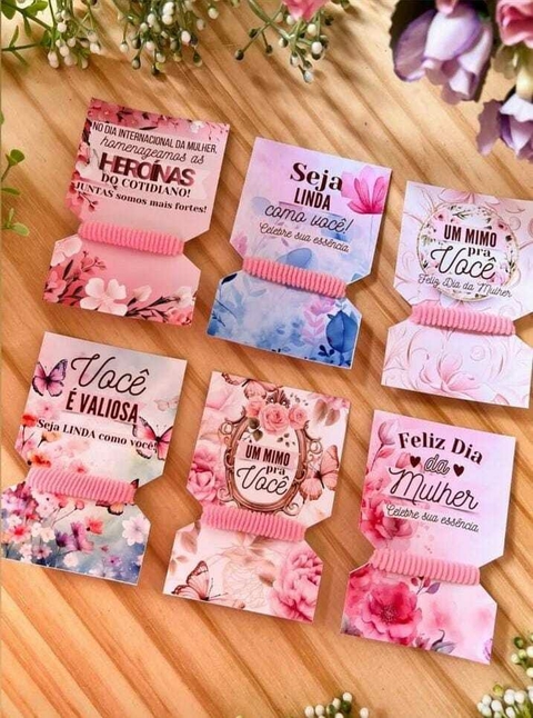 Card com amarrador tema dia das mulheres - mínimo 20 unidades