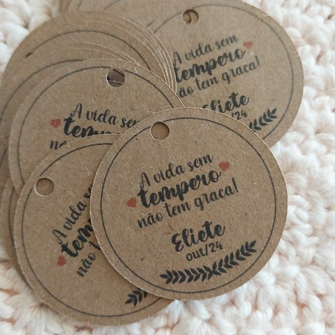 Tag a vida sem tempero não tem graça 4 x 4 cm