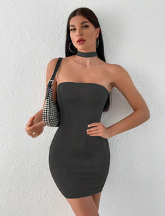 Vestido halter gris - comprar en línea