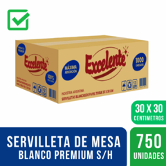 SERVILLETA DE MESA EXCELENTE BLANCA PREMIUM 30 X 30 CM X 750 UNIDADES
