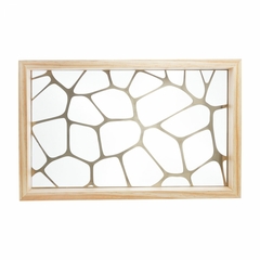 BANDEJA MAHAL VIDRO E PINUS 38CM - comprar online