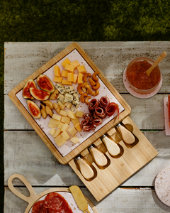 JOGO PARA QUEIJO GRANILITE TERRAZO E BAMBU 6 PEÇAS
