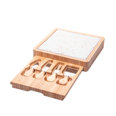 JOGO PARA QUEIJO GRANILITE TERRAZO E BAMBU 6 PEÇAS - comprar online