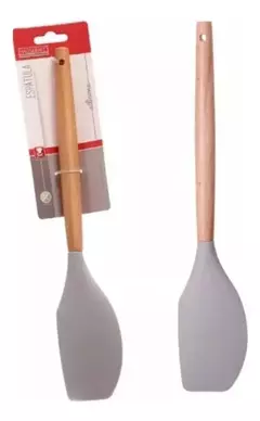 ESPÁTULA CINZA SILICONE E CABO MADEIRA na internet