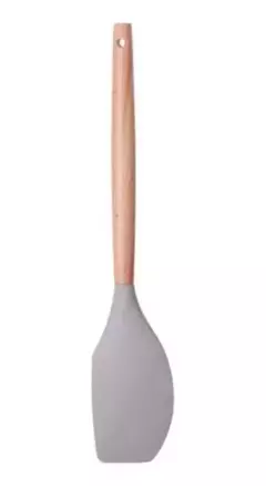 ESPÁTULA CINZA SILICONE E CABO MADEIRA